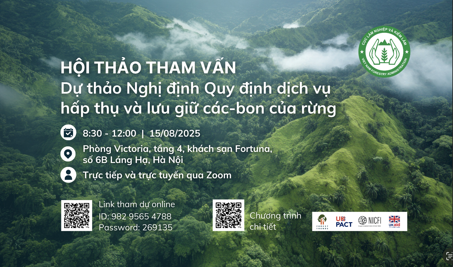 Tổng kết chuỗi hội thảo tham vấn dự thảo Nghị định quy định dịch vụ hấp thụ và lưu giữ các-bon của rừng
